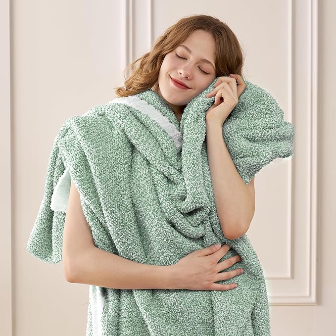 Joiedomi Throw Blanket for Couch Bed, Sage Green Knitted Blankets Gifts for Women Mom Girls, Cozy Cute Soft Throw Home Room Decor Aesthetic for Women Mothers Birthday Gifts 50x60 Inches