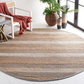 SAFAVIEH Natural Fiber Collection Area Rug - 7' Round, Grey & Natural, Handmade Flat Weave Stripe Jute & Cotton, Ideal for High Traffic Areas in Living Room, Bedroom (NFB652F)