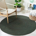 SAFAVIEH Natural Fiber Collection 4' Round Dark Green NFB901Y Handmade Premium Jute Entryway Foyer Living Room Bedroom Kitchen Area Rug