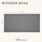 2' x 4' Entryway Rug, Boho Small Area Rug, Machine Washable, Woven Rug, Non-Slip, Vintage Design, Pet Friendly, Soft Faux Fibre, for Indoor Entryways, Bedroom, Kitchens, Front Doors Grey