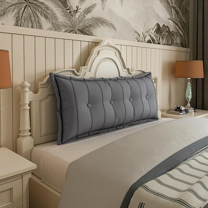 Johnear Headboard Pillow Large Reading Pillows for Sitting in Bed Adult Daybed Cushion Backrest Bolster Pillow Support Positioning Sofa Rest （Gray, 54 x 3 x 20 inches）