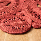 SAFAVIEH Area Rug 4' Round - Natural Fiber Collection - Rust, Handmade Jute, Decorative Boho Floral Design (NF360P)