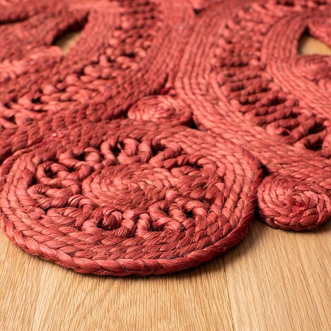SAFAVIEH Area Rug 3' Round - Natural Fiber Collection - Rust, Handmade Jute, Decorative Boho Floral Design (NF360P)