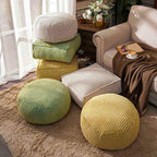 SUTAVIA Pouf Ottoman Cover Unstuffed Pouf Seat Decorative Soft Storage Bean Bag 20x20x8 Inches Square Floor Footrest for Living Room Bedroom (Yellow, Square)