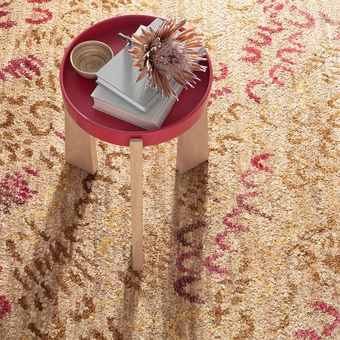 Dash and Albert Horseshoe Spice Hand Knotted Jute Rug, Runner-2.5 X 8 Feet, Neutral/Red Geometric Pattern - Premium Luxury Hotel Quality Soft Breathable Hypoallergenic Machine Washable Easy Care