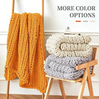 Admitrack Chunky Knit Blanket Throw, 100% Hand Knit Chenille Throw Blanket for Sofa & Home Decor, Soft and Cozy Knitted Throw Blankets (Orange, 51"x63")