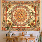 Accnicc Yellow Sun Tapestry Boho Floral Sunflower Plant Wall Tapestry for Bedroom Aesthetic Vintage Flower Celestial Small Tapestries Wall Hanging for Dorm Living Room Decor 48 x 36 Inch