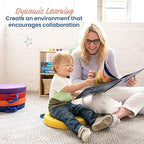 ECR4Kids SoftZone Floor Cushions, Round, Flexible Seating, Assorted, 6-Piece