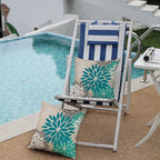 DFXSZ Dark Blue Green Outdoor Pillow Covers 18X18 Inch Set of 2 Spring Teal Flower Pillow Case Outdoor Waterproof Decor for Patio Funiture Garden Polyester Pillow Covers 002D18