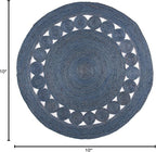 SAFAVIEH Area Rug 10' Round - Natural Fiber Collection - Large - Navy, Handmade Jute, Boho Farmhouse Braided Design (NF364N)