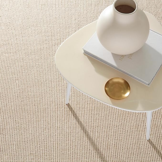 Dash & Albert Haverhill Natural Handwoven Cotton Rug, 7.5 X 9.5 Feet, Ivory Solid Pattern