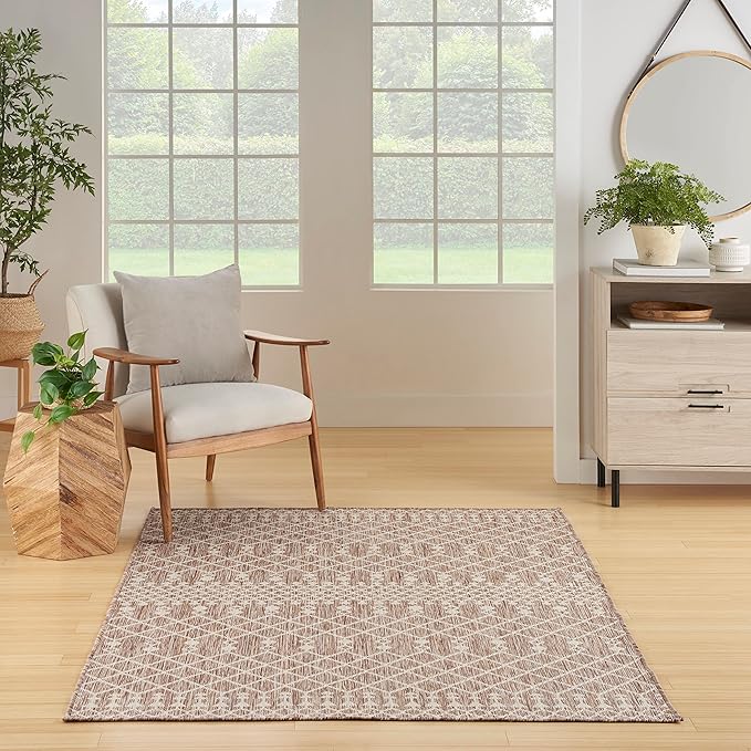 Nourison Home Positano Beige 5' x 7' Area Rug - Easy Clean, Non Shedding, Bed Room, Living Room, Dining Room, Kitchen (5' x 7')