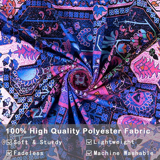 Apdidl Blackligt Boho Hippie Wall Tapestry for Bedroom Aesthetic, Glow in The Dark Neon Indian Bohemian Mandala Tapestries, UV Reactive Purple Floral Blanket Vertical Wall Hanging for Living Room 51" X 60"