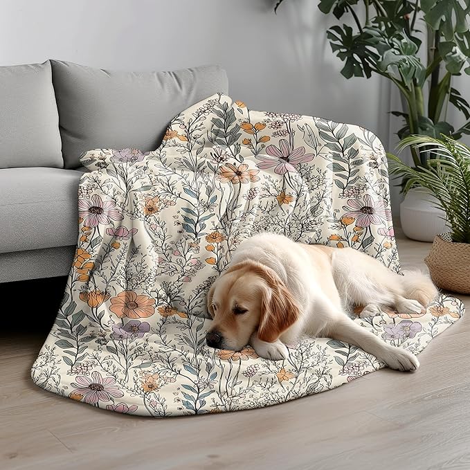 Vintage Floral Blanket - Wildflower Throw Blanket, for Couch & Bed, 50x60 Inches