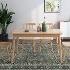 8x10 Vintage Washable Area Rug for Living Room,Low Pile Non Slip Carpet Non-Shedding Large Area Rug Soft Indoor Stain Resistant Rug Floral Print Mat for Bedroom Dining Room Green Floral