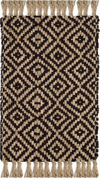 SAFAVIEH Natural Fiber Collection Accent Rug - 2' x 3', Brown & Natural, Handmade Boho Diamond Tassel Jute, Ideal for High Traffic Areas in Entryway, Living Room, Bedroom (NF266E)