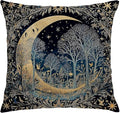 Dark Vintage William Morris Night Moon Forest Decor Pillow Covers 18x18,Black Forest Decor,Dark Dcademia Floral Decorative Throw Pillow Covers for Home Bedroom Living Room