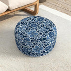 LVTXIII Indoor/Outdoor Extra Large Inflatable Ottoman Pouf D31 x H14 Inch, Round Footstool with Handle, Weather-Resistant Portable Furniture for Patio, Camping, Beach, Flower Navy