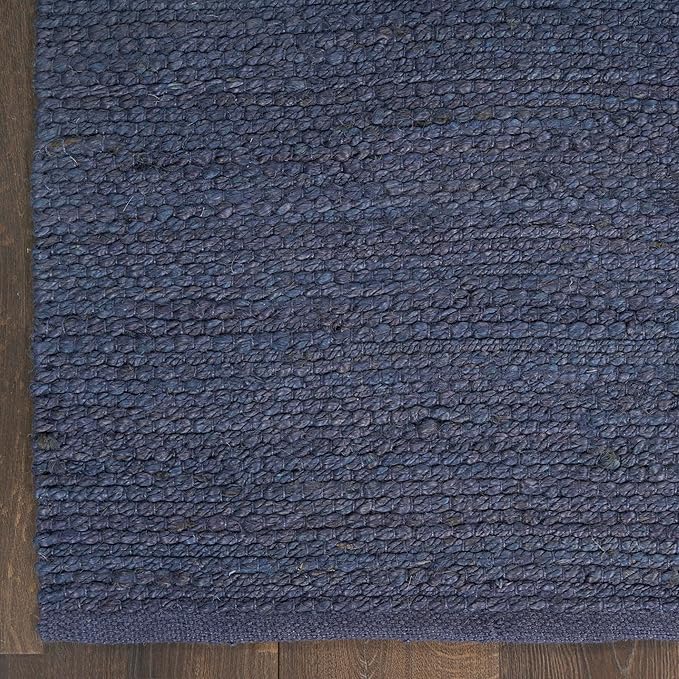 Nourison Home Natural Jute Navy 2' x 3' Area Rug - Easy Clean, Non Shedding, Bed Room, Living Room, Dining Room, Kitchen (2' x 3')