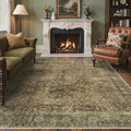 Bavni Area Rugs 8X10-Machine Washable Rug Lightweight Low Pile, Vintage Floral Rug Non-Shedding Distressed Throw Carpet for Living Room Bedroom Office, Green