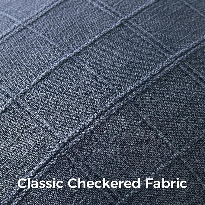 Woaboy Linen Check Throw Pillow Covers Dark Blue Farmhouse Modern Boho Vintage Coastal 22x22 Inch Set of 2 Decorative Cushion Covers for Sofa Couch Bedroom Living Room Home Decor