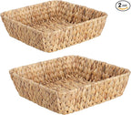 Small Wicker Basket Tray 2 Pack, Small Rattan Basket Set for Gifts,Entryway Console,Tabletop,Office | Woven Wicker Decorative Desk Baskets for Organizing