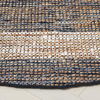 SAFAVIEH Cape Cod Collection Area Rug - 6' Round, Navy & Beige, Handmade Denim & Jute, Ideal for Living Room, Bedroom, Home Office, Dining Space (CAP153N-6R)