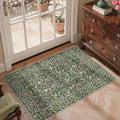 GENIMO Washable Small Rug 2x3, Non-Slip Entryway Mat for Front Door, Kitchen, Bathroom, Laundry, Vintage Boho Floral Thin Carpet Indoor Décor, Emerald Green