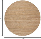 SAFAVIEH Natural Fiber Collection Area Rug - 6' Round, Natural & Light Grey, Handmade Tassel Jute, Ideal for High Traffic Areas in Living Room, Bedroom (NF550A)