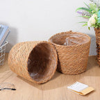 Veemoon 2pcs Wicker Planter Basket, Rustic Straw Woven Flower Basket Arrangement Flower for Plants Laundry Bin Storage Woven Plant Pot Hanging Seaweed Girl Toddler Hanging Seaweed 5. 11x5. 11x3. 54in