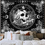 Aipon Black and White Skeleton Tapestry Bedroom Skull Mushroom Tapestries Hippie Nature Plants Floral Flower Aesthetic Tapestry Wall Hanging for Living Room Dorm (Black, 90'' × 68'')