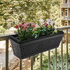 Adnee 2 Pcs 24 Inch Fabric Plant Window Box Liners-Rectangular Non-Woven Planter Basket Liner-Black Felt Flower Hanging Basket for Outdoor Garden Wall Hanging Planter Flower Vegetables