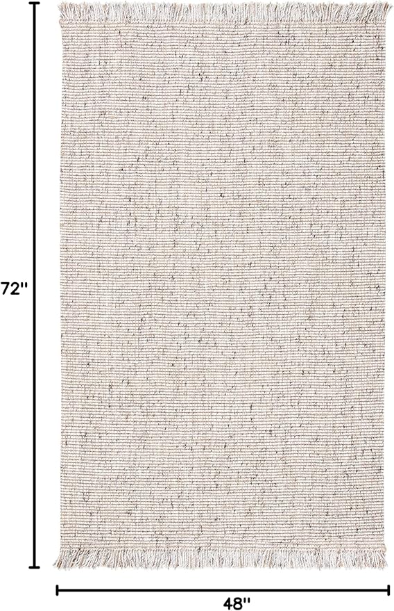SAFAVIEH Natural Fiber Collection Accent Rug - 4' x 6', Silver & Natural, Handmade Woven Fringe Jute, Ideal for High Traffic Areas in Entryway, Living Room, Bedroom (NF826G)