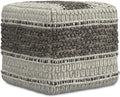 SIMPLIHOME Grady Square Pouf - 18 inch Wide Wool and Cotton Handloom Woven Ottoman in Earth Tone Brown, Contemporary Footstool or Extra Seating for Living Room with Polystyrene Bead Filling, Assembled