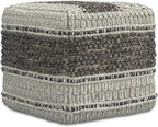 SIMPLIHOME Grady Square Pouf - 18 inch Wide Wool and Cotton Handloom Woven Ottoman in Earth Tone Brown, Contemporary Footstool or Extra Seating for Living Room with Polystyrene Bead Filling, Assembled