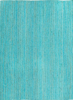 Unique Loom Braided Jute Collection Area Rug - Dhaka (7' 1" x 10' Rectangle, Turquoise)