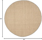 SAFAVIEH Area Rug 6' Round - Natural Fiber Collection - Natural & Grey, Seagrass, Basketweave Pattern with Border (NF114P)