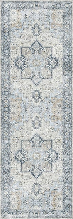 GENIMO Runner Rug 2x7, Machine Washable, Non Slip Vintage Hallway Runner Rug, Low Pile Lightweight Rugs for Entryway, Hallway, Corridor and Kitchen, Blue