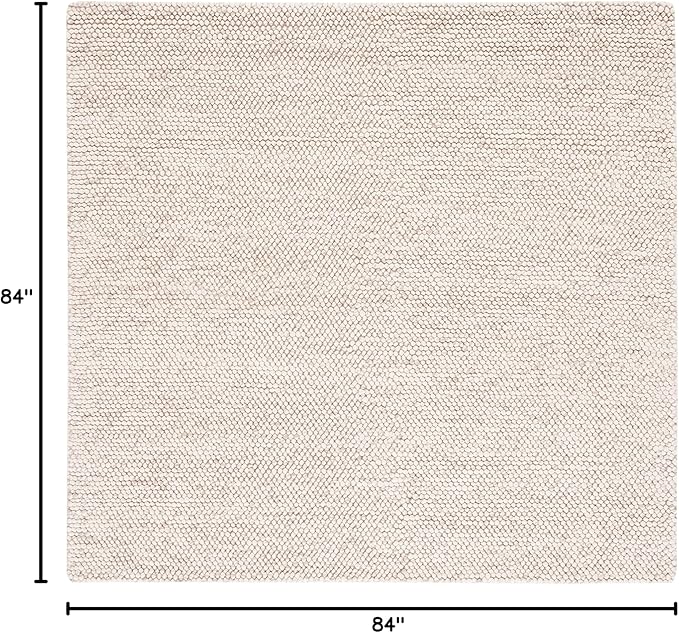 SAFAVIEH Natura Collection Area Rug - 7' Square, Beige & Ivory, Textured Design, Handmade Wool, Ideal for Living Room, Bedroom, Dining Space (NAT425B)