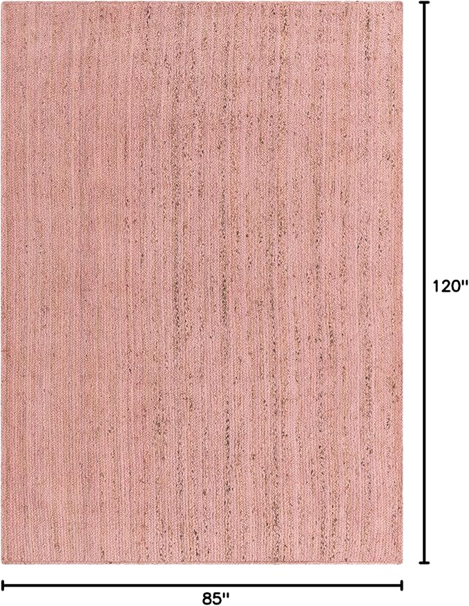 Unique Loom Braided Jute Collection Area Rug - Dhaka (7' 1" x 10' Rectangle, Light Pink)