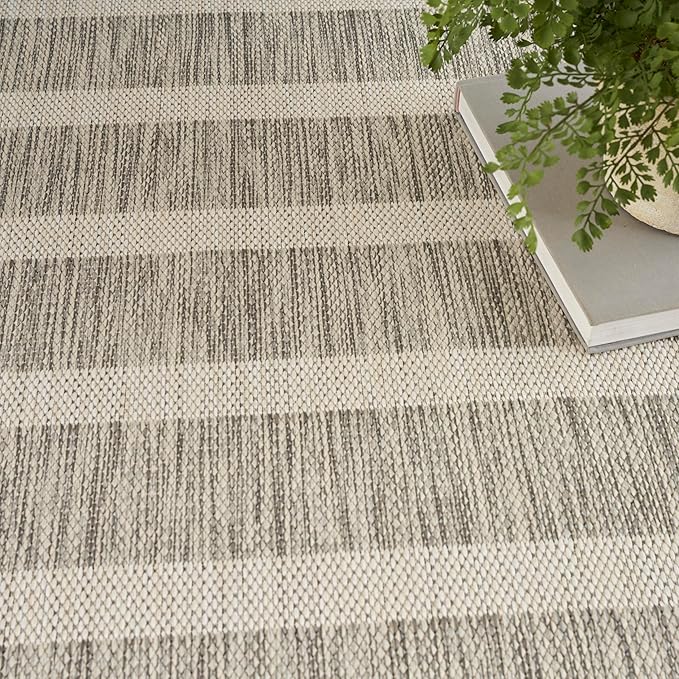 Nourison Home Positano Grey Ivory 7' x 10' Area Rug - Easy Clean, Non Shedding, Bed Room, Living Room, Dining Room, Kitchen (7' x 10')