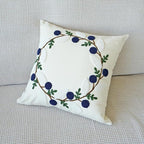 vctops Floral Embroidered Pillow Covers 18x18 Inch Spring Summer Cotton Tufted Throw Pillow Cover Outdoor Garden Cushion Case for Sofa, Bed, Living Room (Flower A,18"x18")