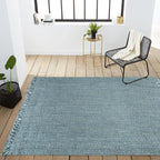 JONATHAN Y Handwoven Jute Fringe Light Blue/Gray Indoor Area Rug, 6x9, Pata, Bohemian, Rustic, Cottage, Easy-Cleaning for Living Room, Bedroom, Kitchen, Non-Shedding (NRF103B-6)