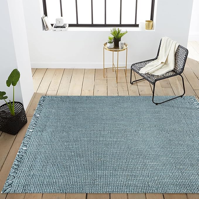 JONATHAN Y Handwoven Jute Fringe Light Blue/Gray Indoor Area Rug, 12x15, Pata, Bohemian, Rustic, Cottage, Easy-Cleaning for Living Room, Bedroom, Kitchen, Non-Shedding (NRF103B-15)