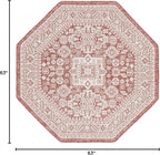 Rugs.com Outdoor Aztec Collection Rug – 5 Ft Octagon Rust Red Flatweave Rug Perfect for Living Rooms, Kitchens, Entryways