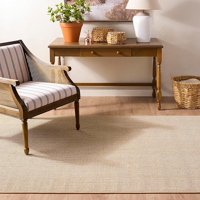 Martha Stewart x SAFAVIEH Area Rug Collection - 5' x 8', Beige & Ivory, Sisal & Jute, Farmhouse Style, Ideal for Living Room, Bedroom, Office, Dining Space (MSR9501C)