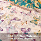 Boho Butterfly Throw Blanket 60"x80" Twin Size Bed Blanket,100% Cotton Reversible Soft Breathable Lightweight Spring Decorative Blankets with Tassels for Couch Sofa Decor All Season