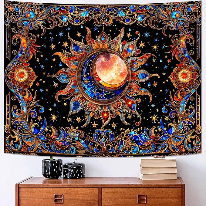 Spenlife Celestial Sun and Moon Tapestry Cosmic Tapestry for Bedroom Astral Tapestries Wall Hanging Bedroom Living Room Wall Art and Home Decor 60x80