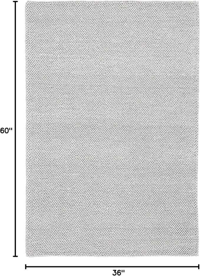 SAFAVIEH Area Rug 3x5 - Natura Collection - Silver, Handmade Wool Blend, Textured Design, Ideal for Living Room, Bedroom, Dining Space (NAT425G)