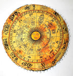 CRAFT KALA Boho Large Floor Pillow Pouf Cover Mandala Meditation Room Pillow Cover for Adults Round Bohemian Seating Pouf Cushion Cover for Kids Playroom 22" Yellow Zodiac